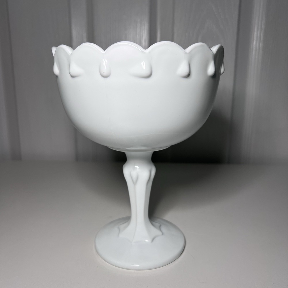 Vintage Indiana Milk Glass Compote/Bowl With Pedestal Teardrop